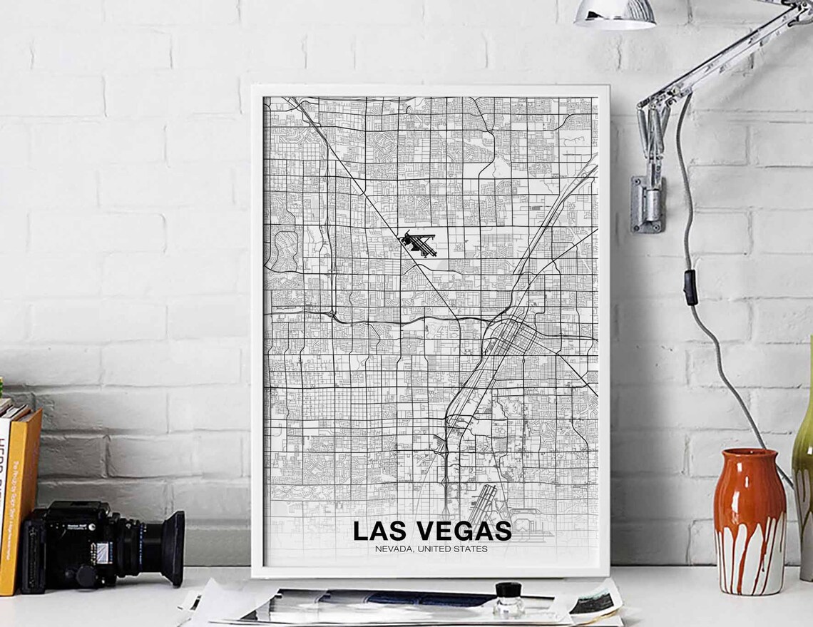 Las Vegas Nevada Map Art Print, Modern City Decor