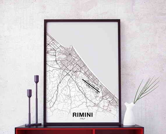 Rimini Italy Map Poster Hometown City Print Modern Home Decor Office Decoration Wall Art Dorm Bedroom Gift