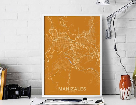 Manizales Colombia Map Poster Color Hometown City Print Modern Home Decor Office Decoration Wall Art Dorm Bedroom Gift