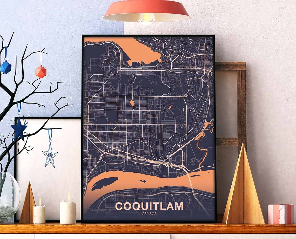 Coquitlam Canada Color Block Modern City Map Hometown Poster