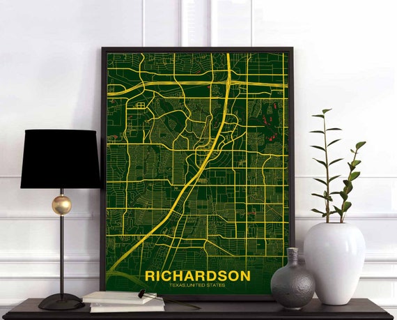 Richardson Texas Tx Usa Poster Color Hometown City Print Modern Home Decor Office Decoration Wall Art Dorm Bedroom Gift