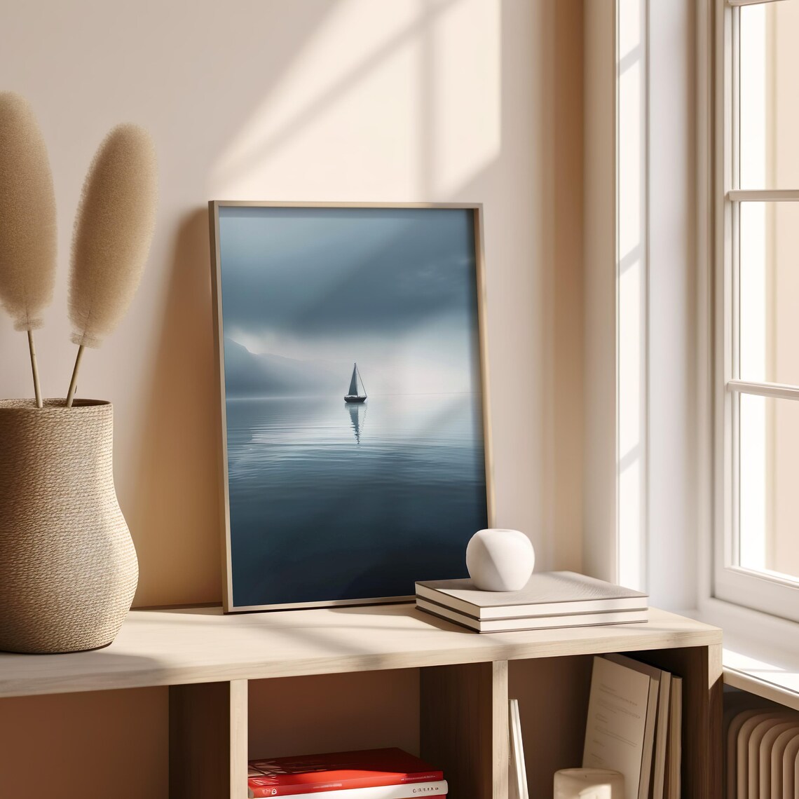Silent Sailboat, Contemporary Beach Art Print - Image 4