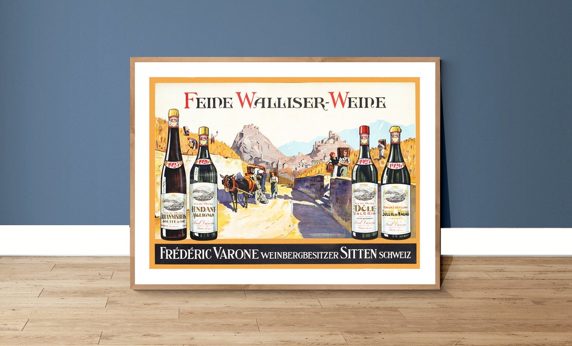 Feine Walliser Weine Frédéric Varone Vintage Swiss Wine Poster