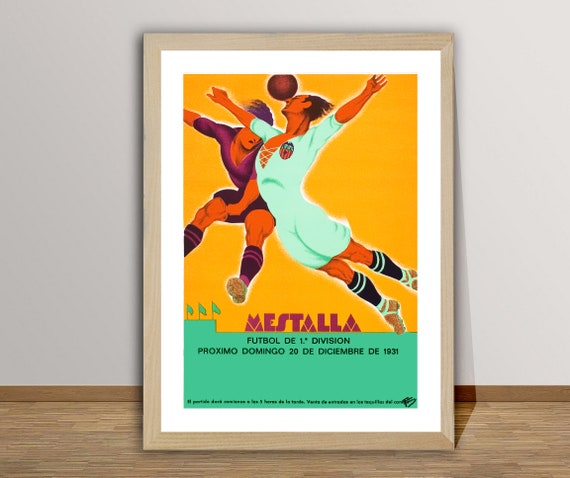 Mestalla Valencia Football 1931 Vintage Travel Poster Football Lovers Wall Decor Gift Idea