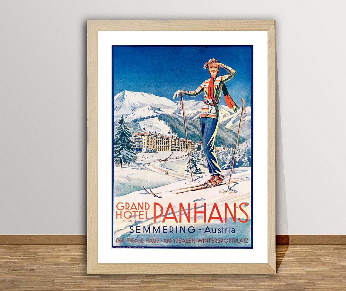 Grand Hotel Panhans Semmering Austria Vintage Ski Resort Travel Poster - Image 2