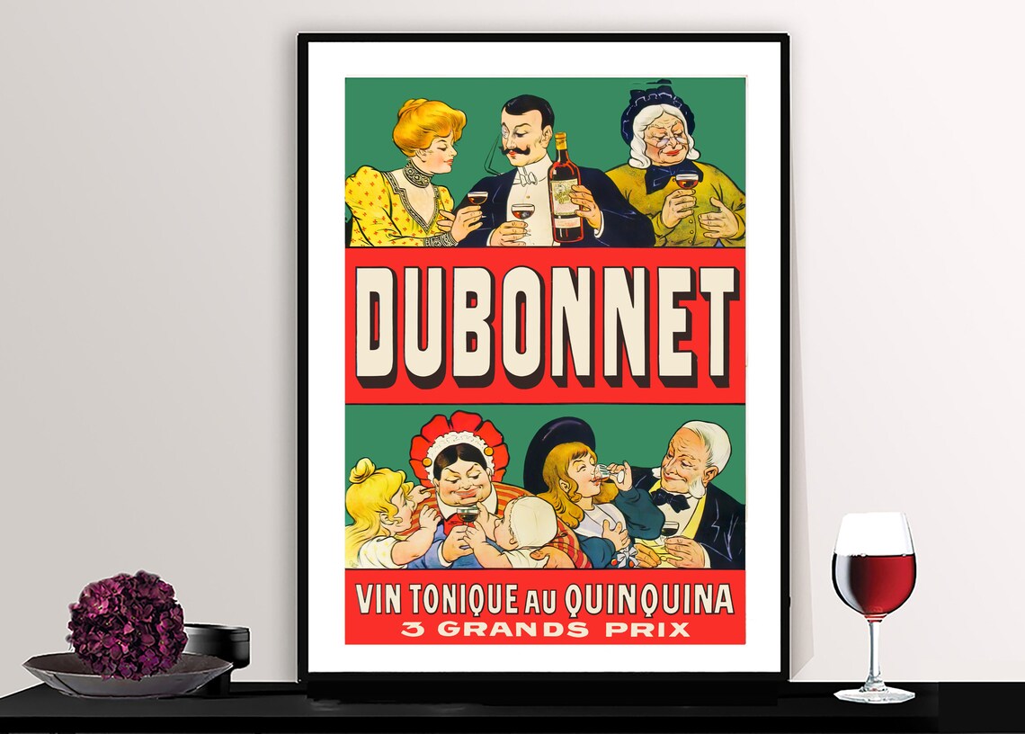 Dubonnet Vin Tonique Quinquina French Aperitif Vintage Ad Poster