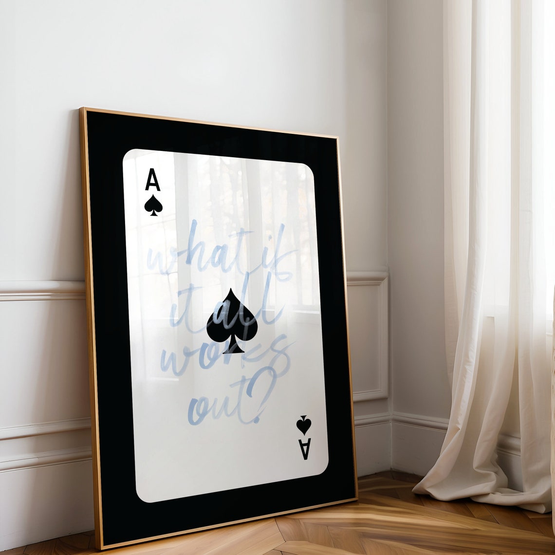 What If It All Works Out Ace Of Spades Blue Script Card Poster - Image 2