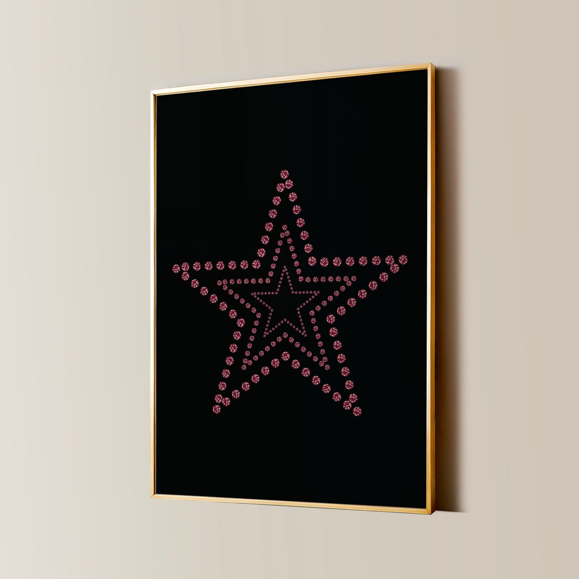 Trendy Rhinestone Star Print Star Girl Poster Y2k Aesthetic Apartment Decor Girly Feminine Bedroom Wall Art Retro Living Room Wall Art