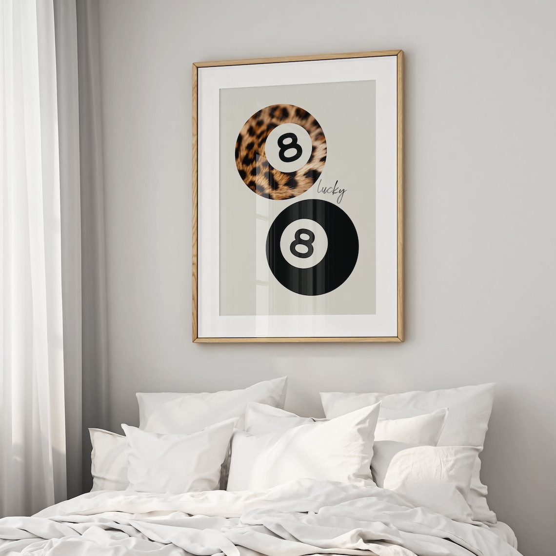 8 Ball Leopard Print Retro Lucky Girl Art Print - Image 2