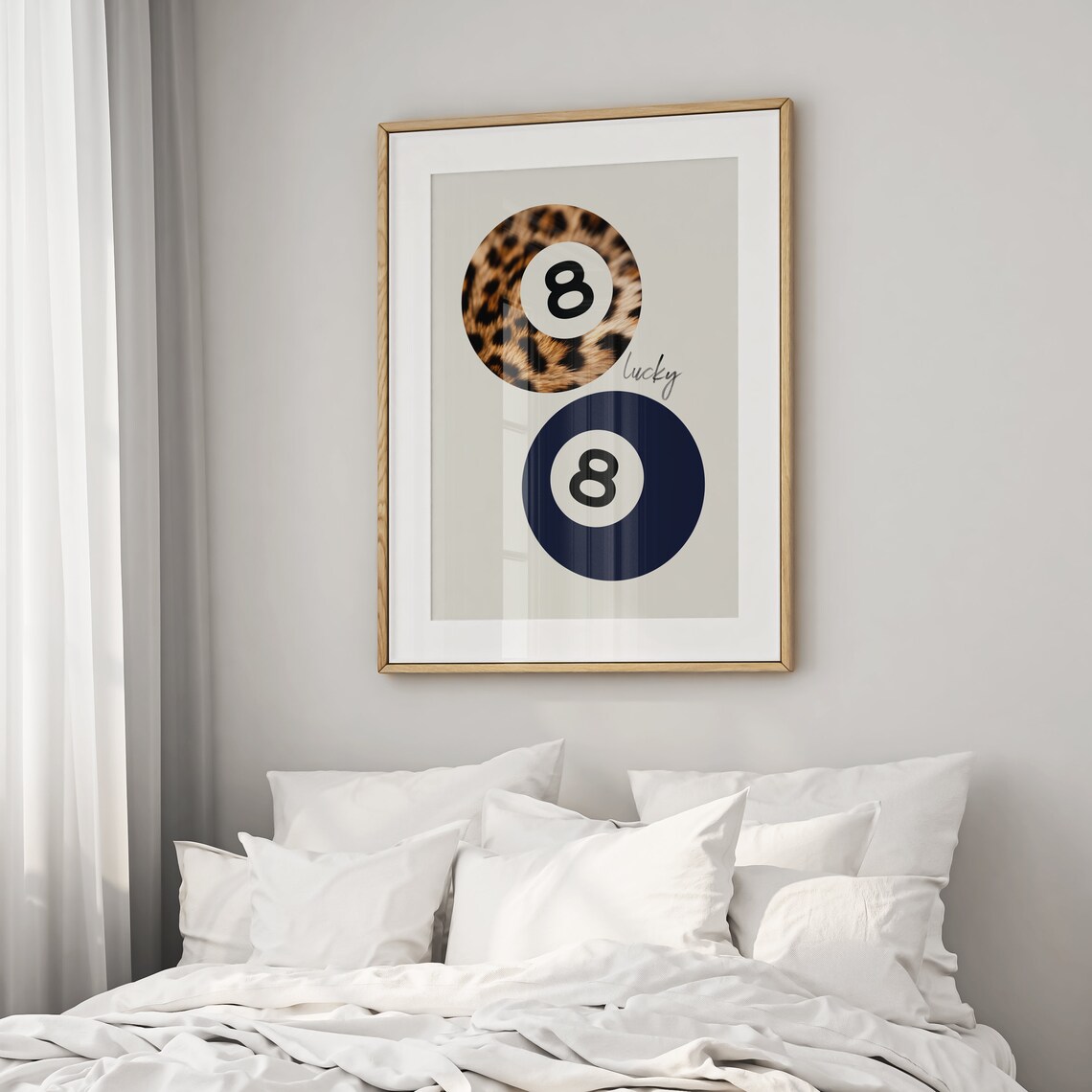 Leopard Print 8 Ball Retro Lucky Girl Art Print - Image 2