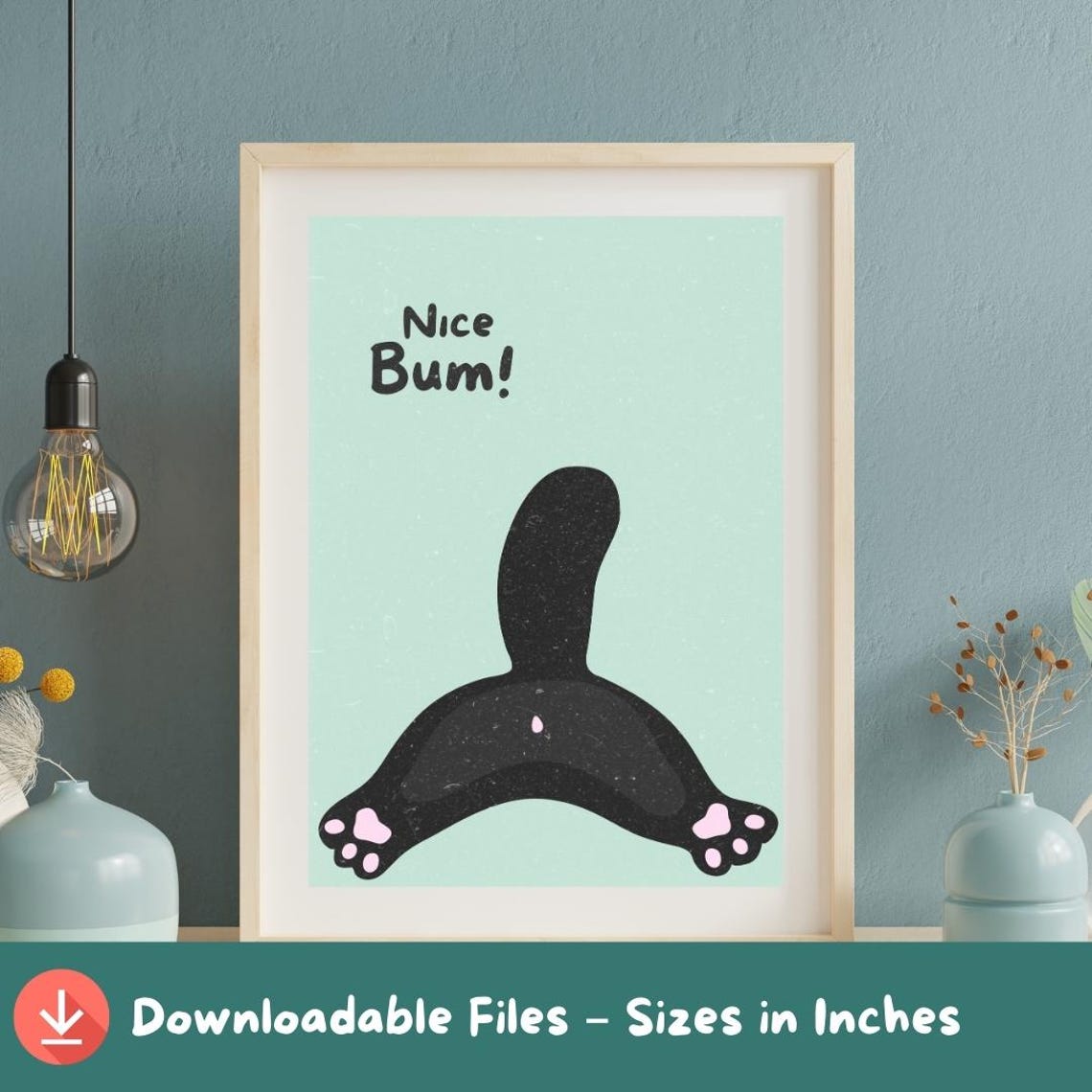 Funny Black Cat Butt Print Playful Kitty Poster A2a5 Sizes