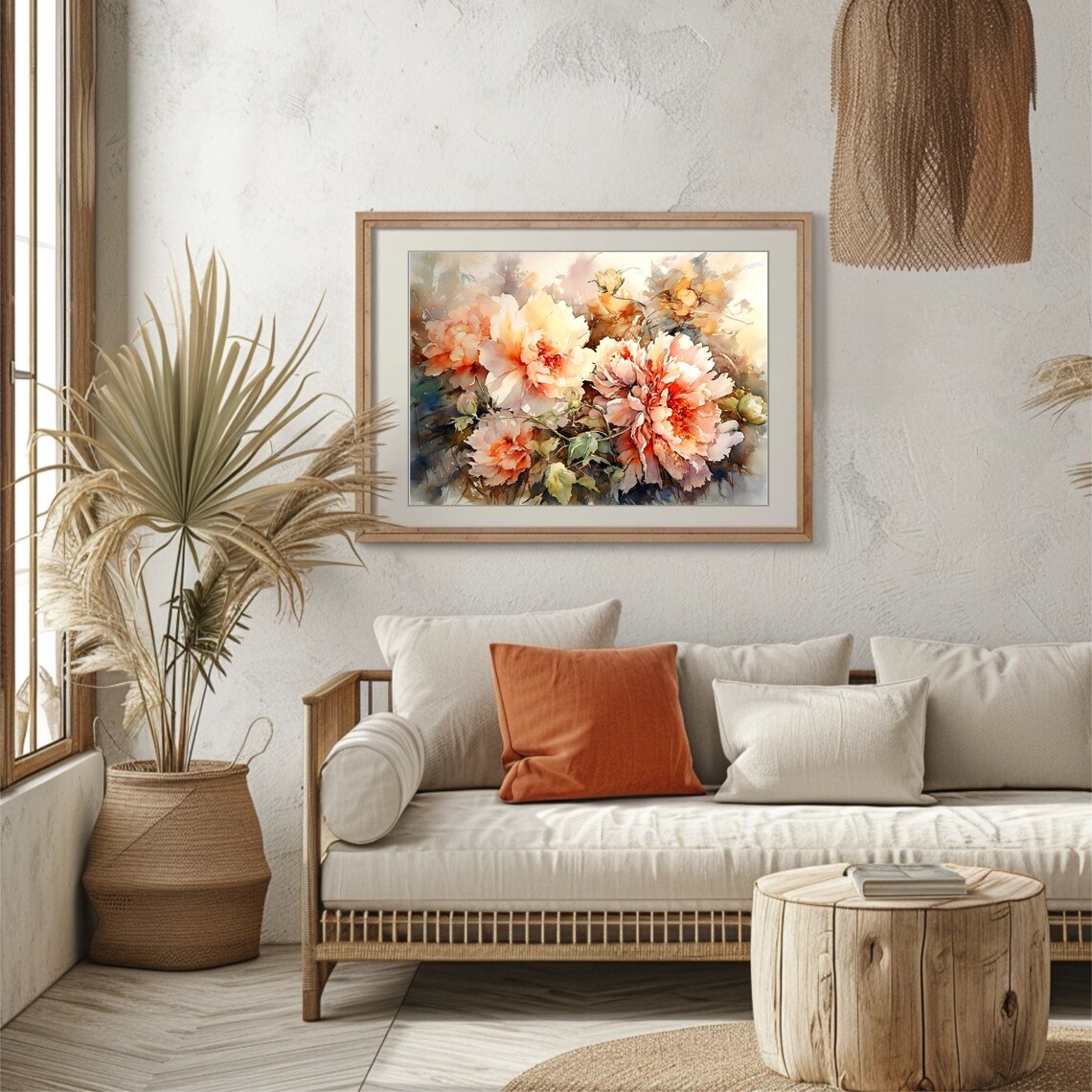 Cream White Peonies Garden Blooms Watercolor Floral Wall Poster - Image 5