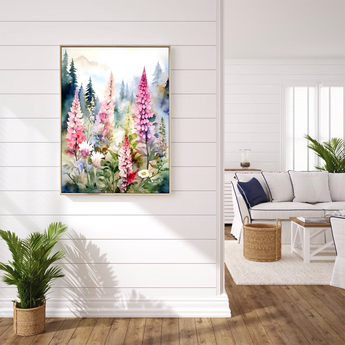 Tall Pink Foxglove Wildflower Spikes Misty Pine Forest Poster - Image 3