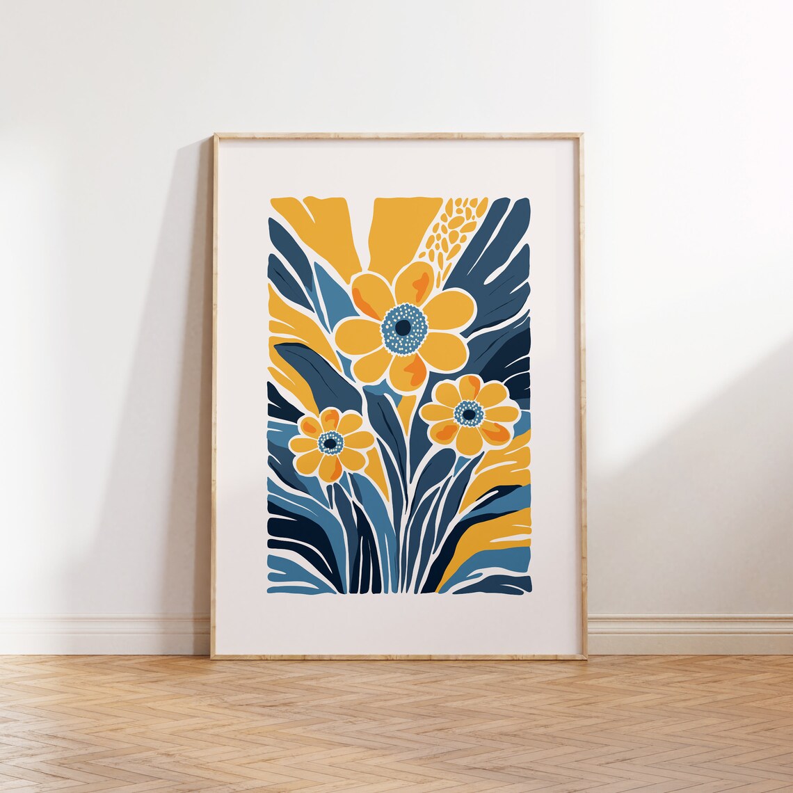 Eclectic Flowers Art Poster, Abstract Botanical Decor