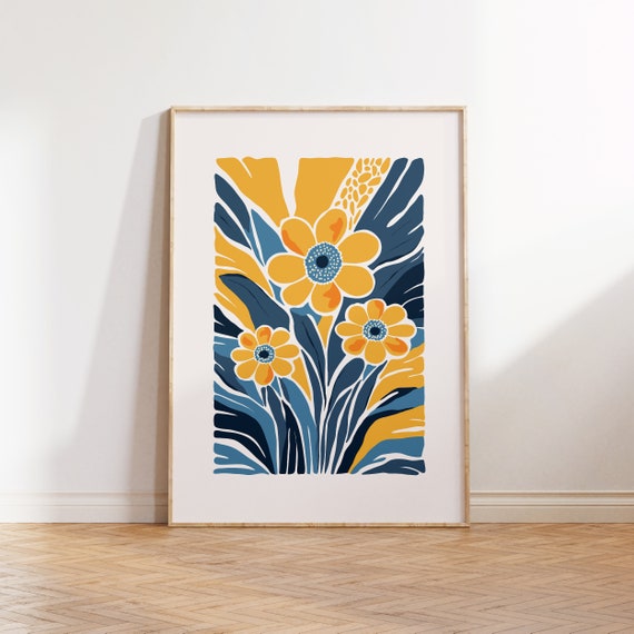 Eclectic Flowers Art Poster, Abstract Botanical Decor