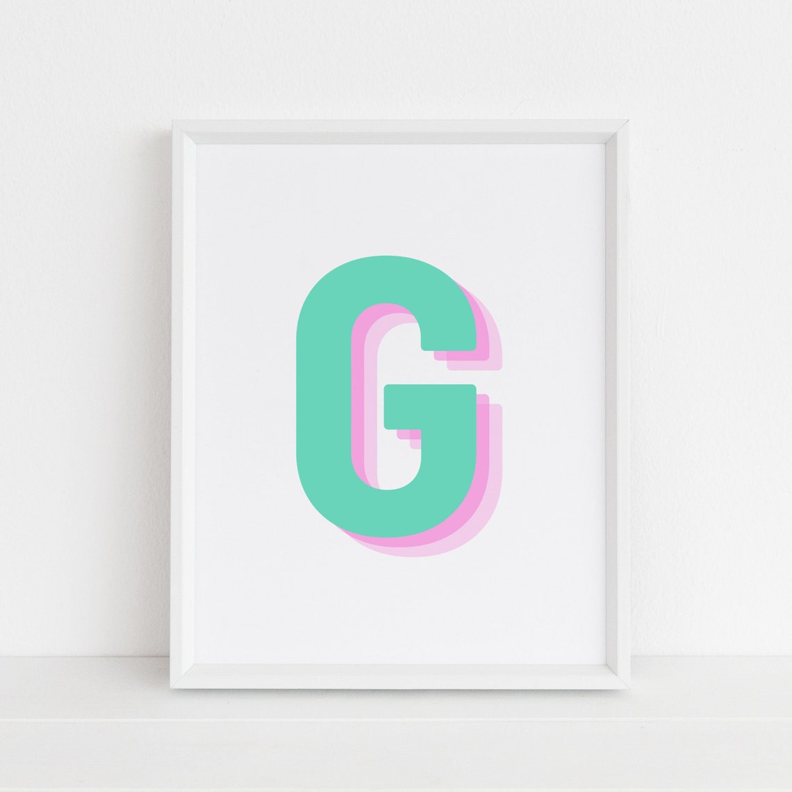 Retro 3D Letter G Monogram Alphabet Art