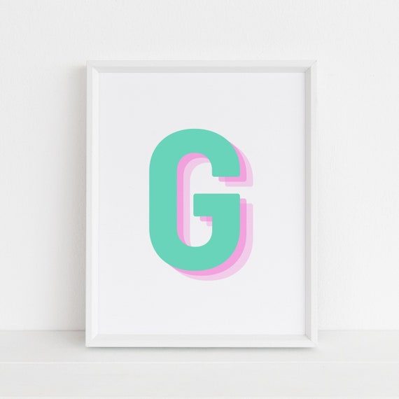Retro 3D Letter G Monogram Alphabet Art