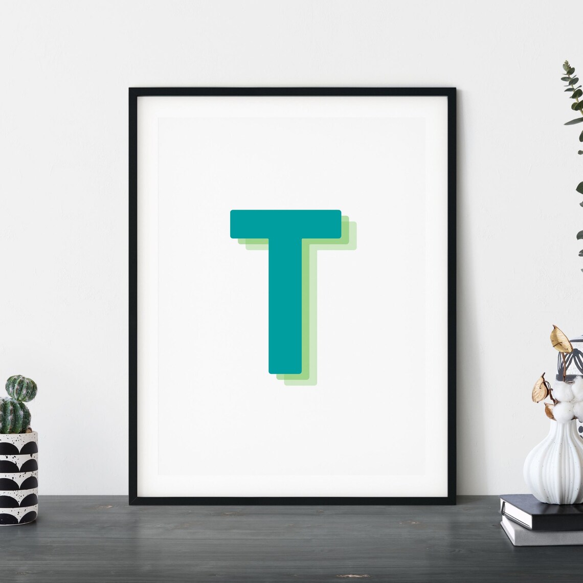 Retro 3D Letter T Monogram, Initial Poster - Image 4