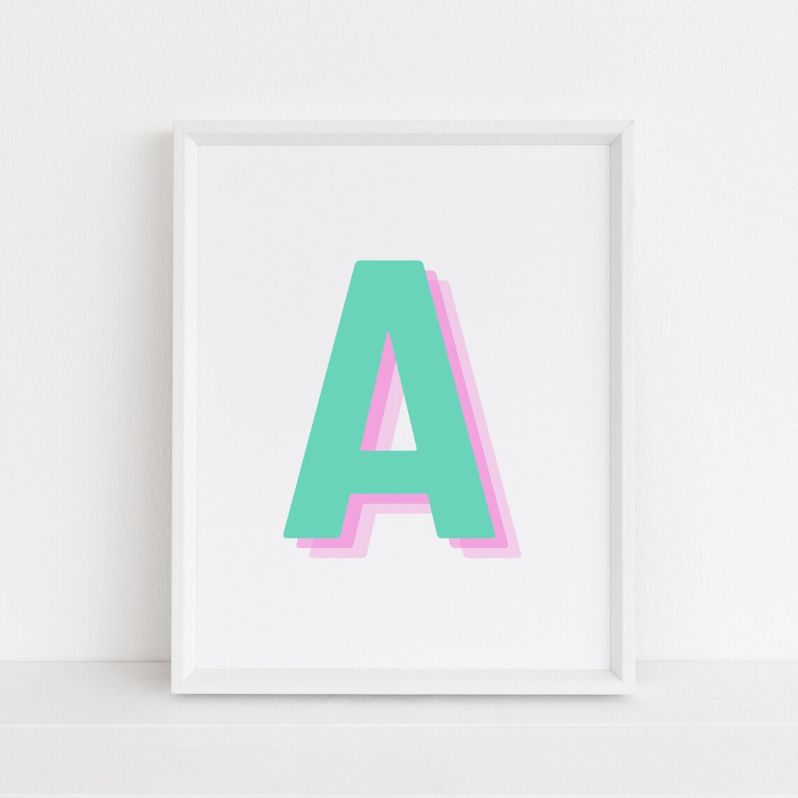 Retro 3D Letter A, Monogram Alphabet Art Print