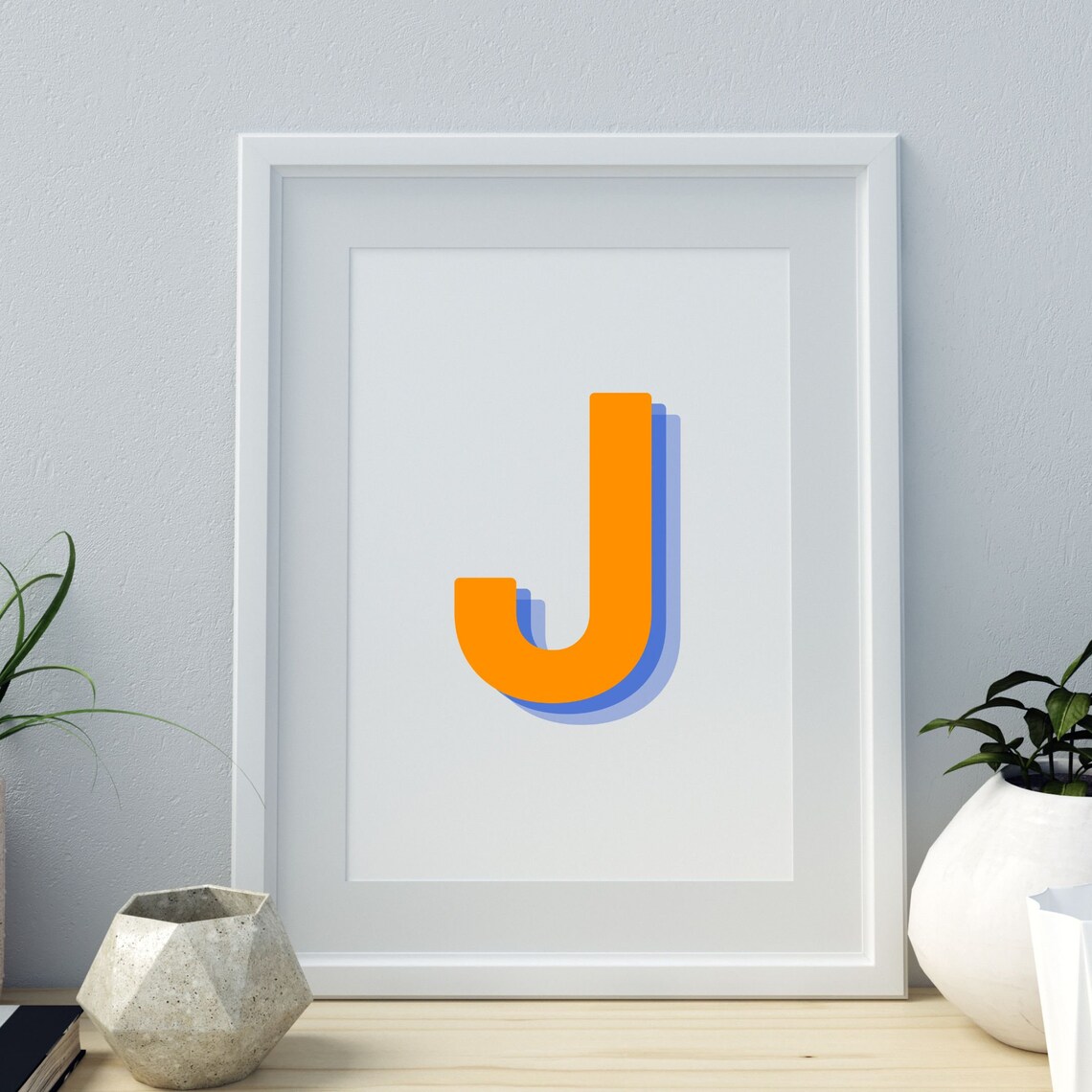 Retro 3D Letter J Monogram Alphabet Art Print - Image 3