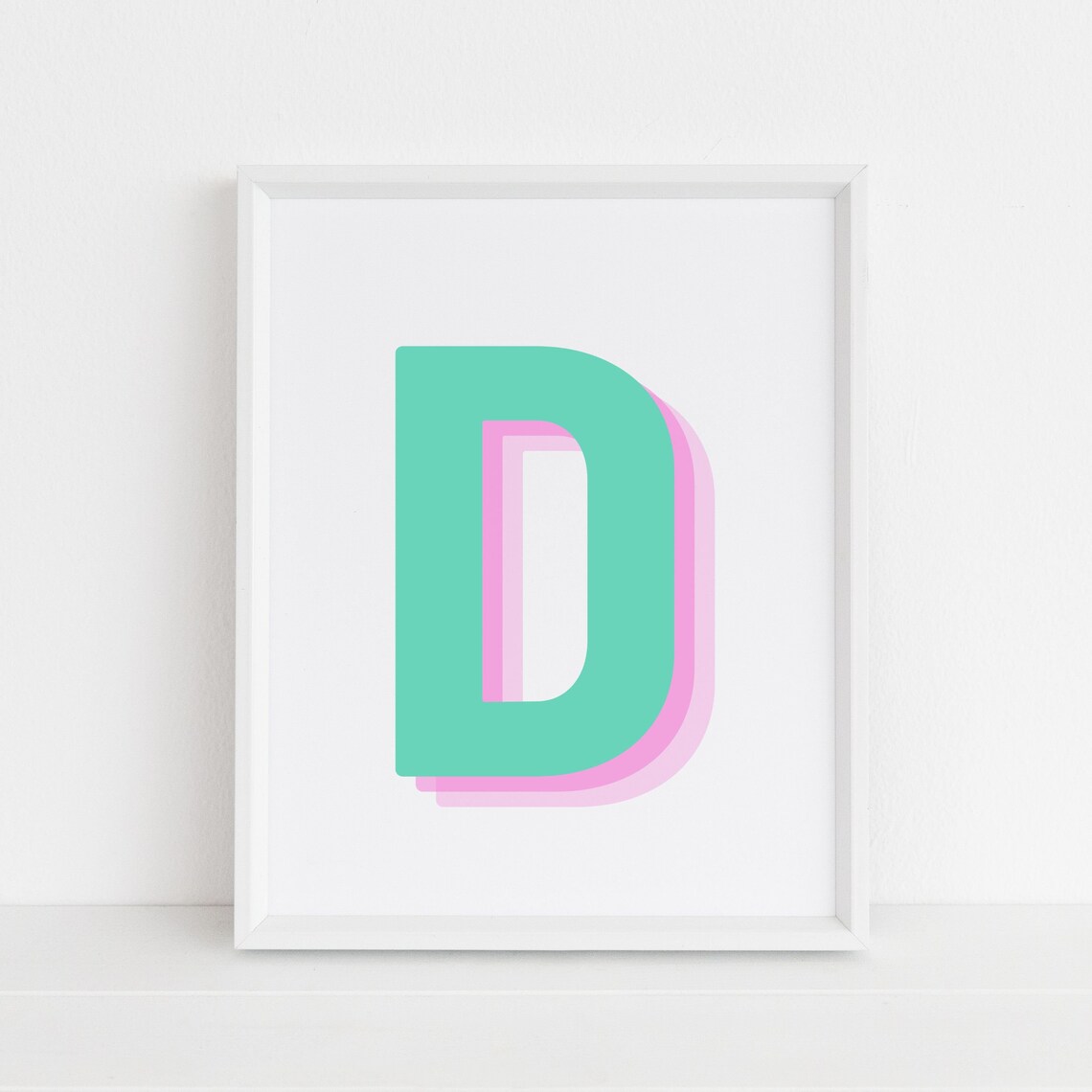 Retro 3D Letter D Monogram, Baby Letter Art