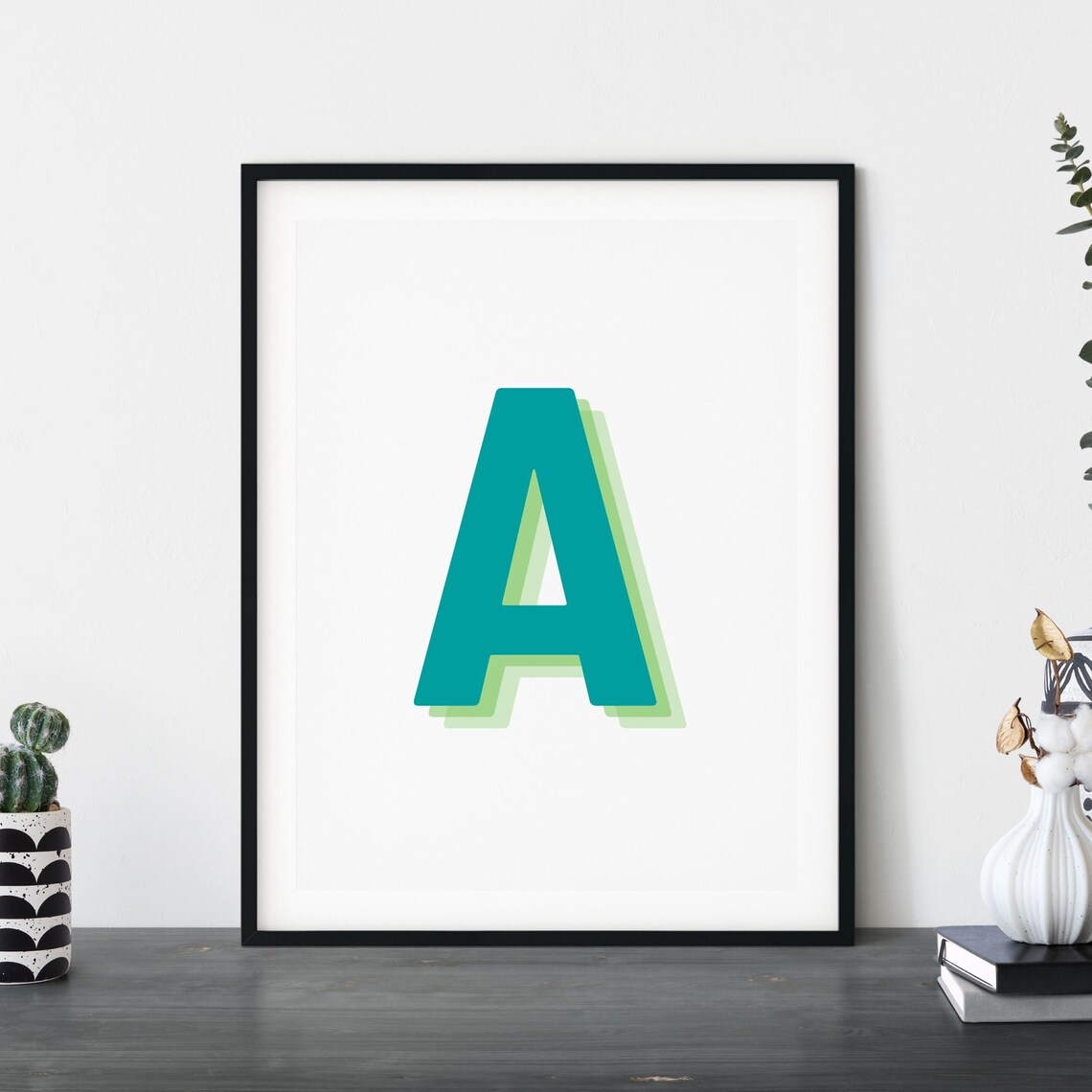 Retro 3D Letter A Monogram Alphabet Art Print - Image 5