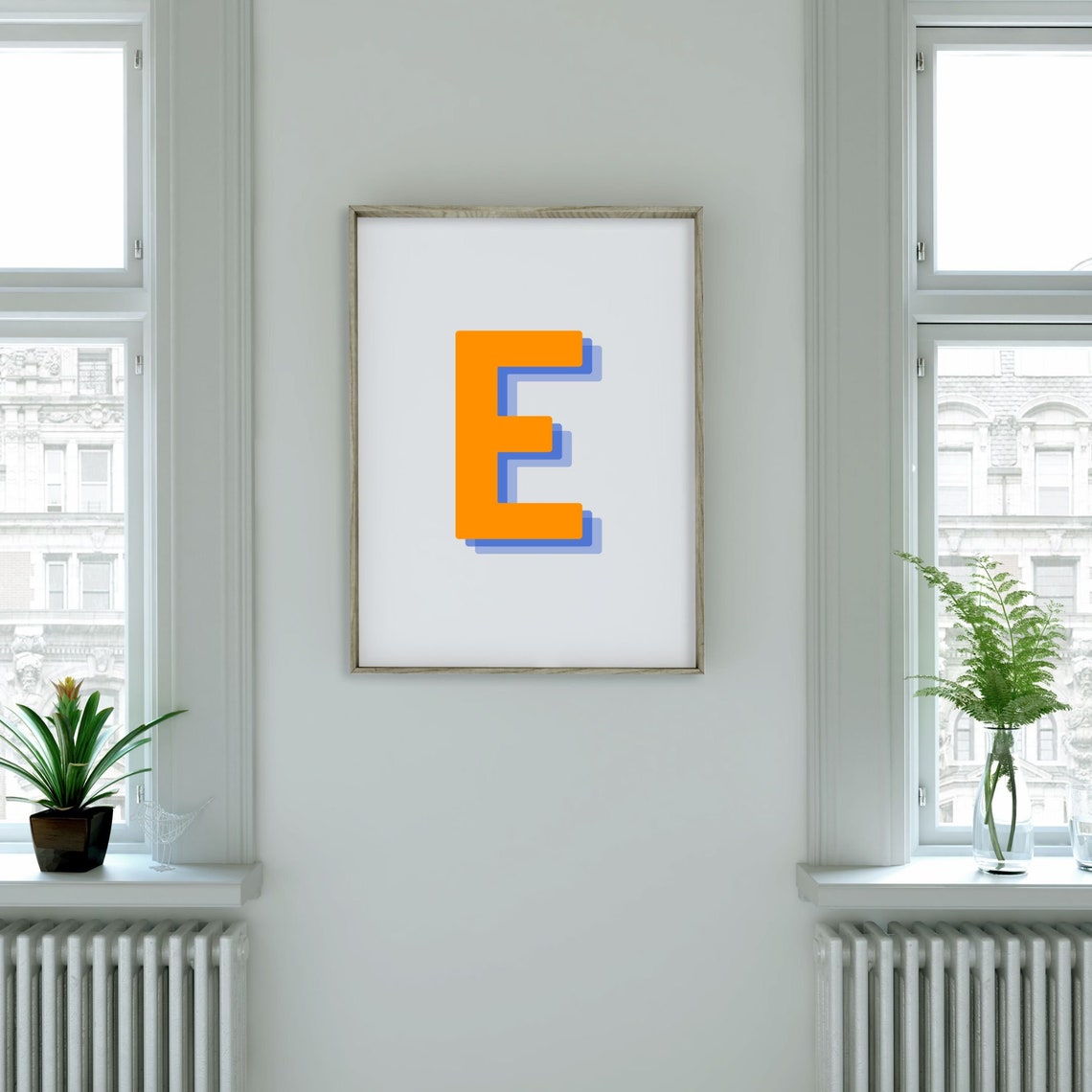 Retro 3D Letter E Monogram Art Print - Image 2