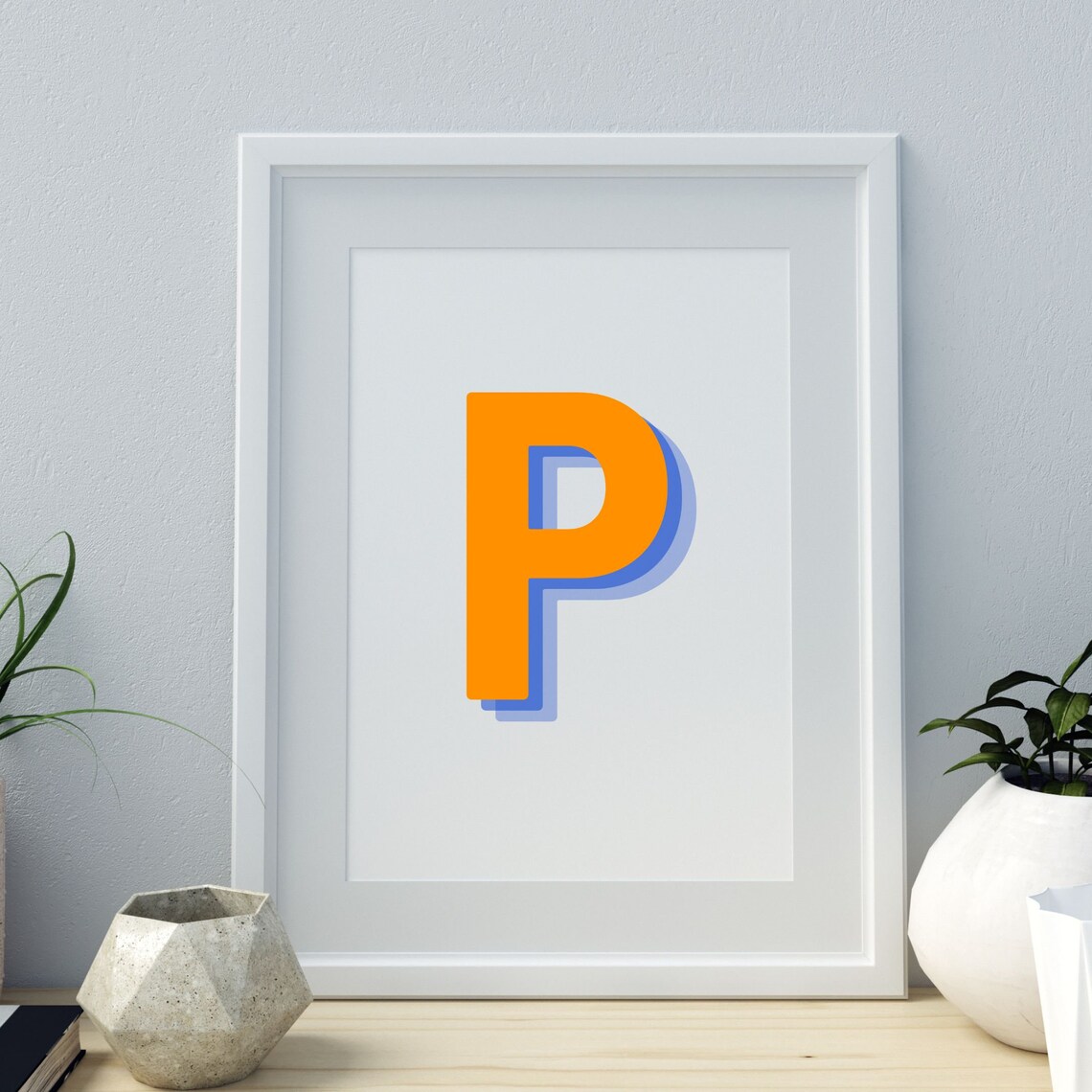 Retro 3D Letter P, Monogram Alphabet Print - Image 4