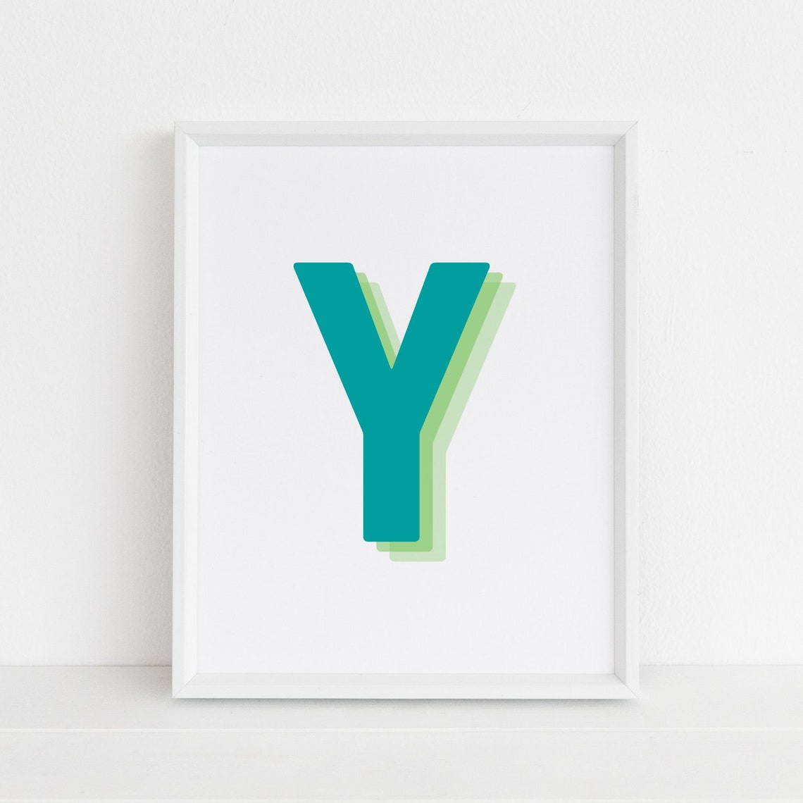 Letter Y Monogram Art Print, Retro 3D Alphabet
