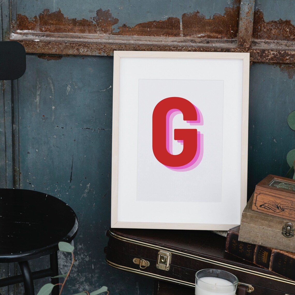 Retro 3D Letter G Monogram Alphabet Art Print - Image 4