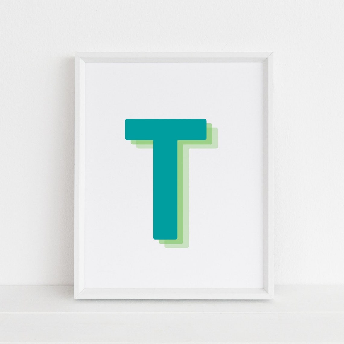 Retro 3D T Letter Monogram Art Print