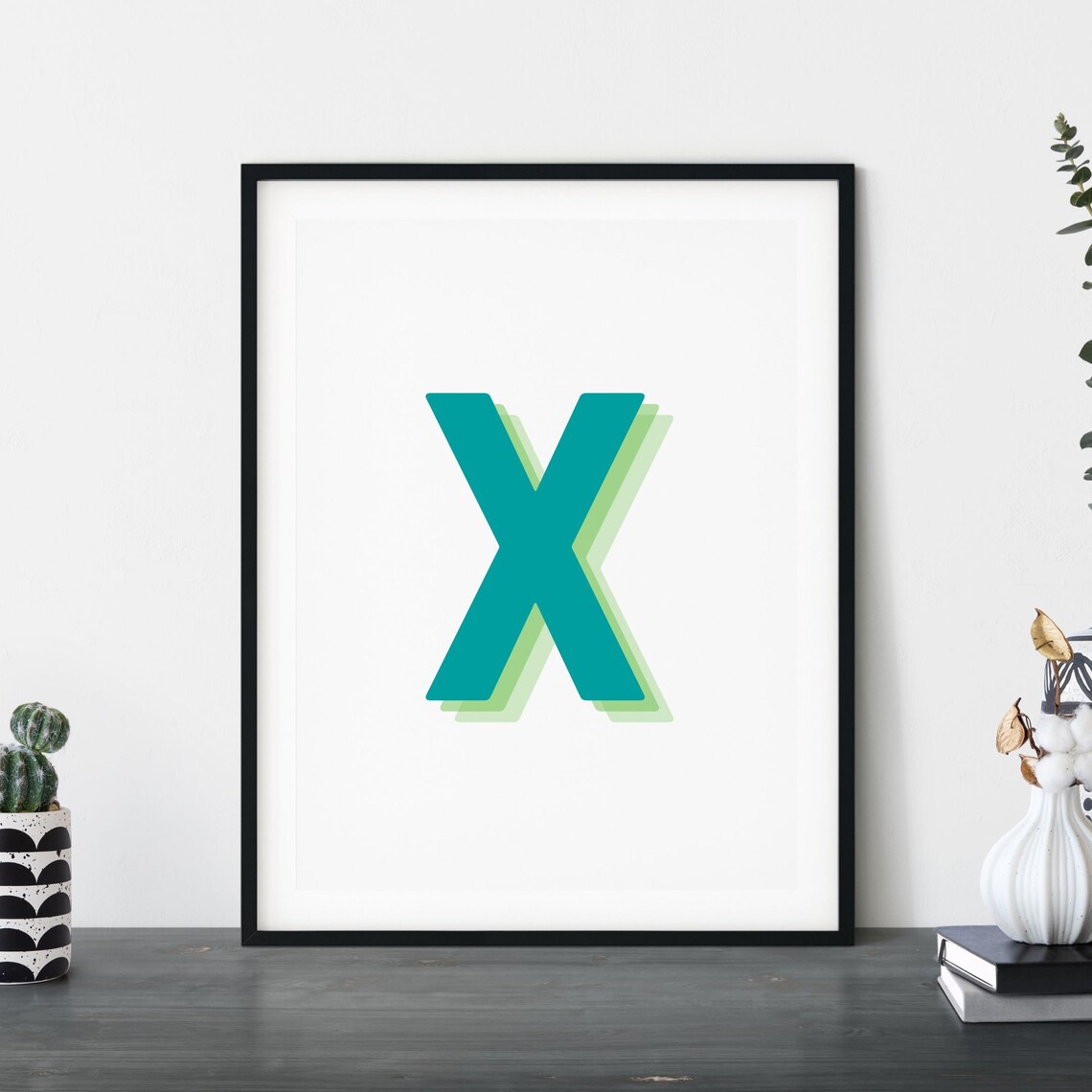 Retro 3D Letter X, Monogram Initial Alphabet Print - Image 5