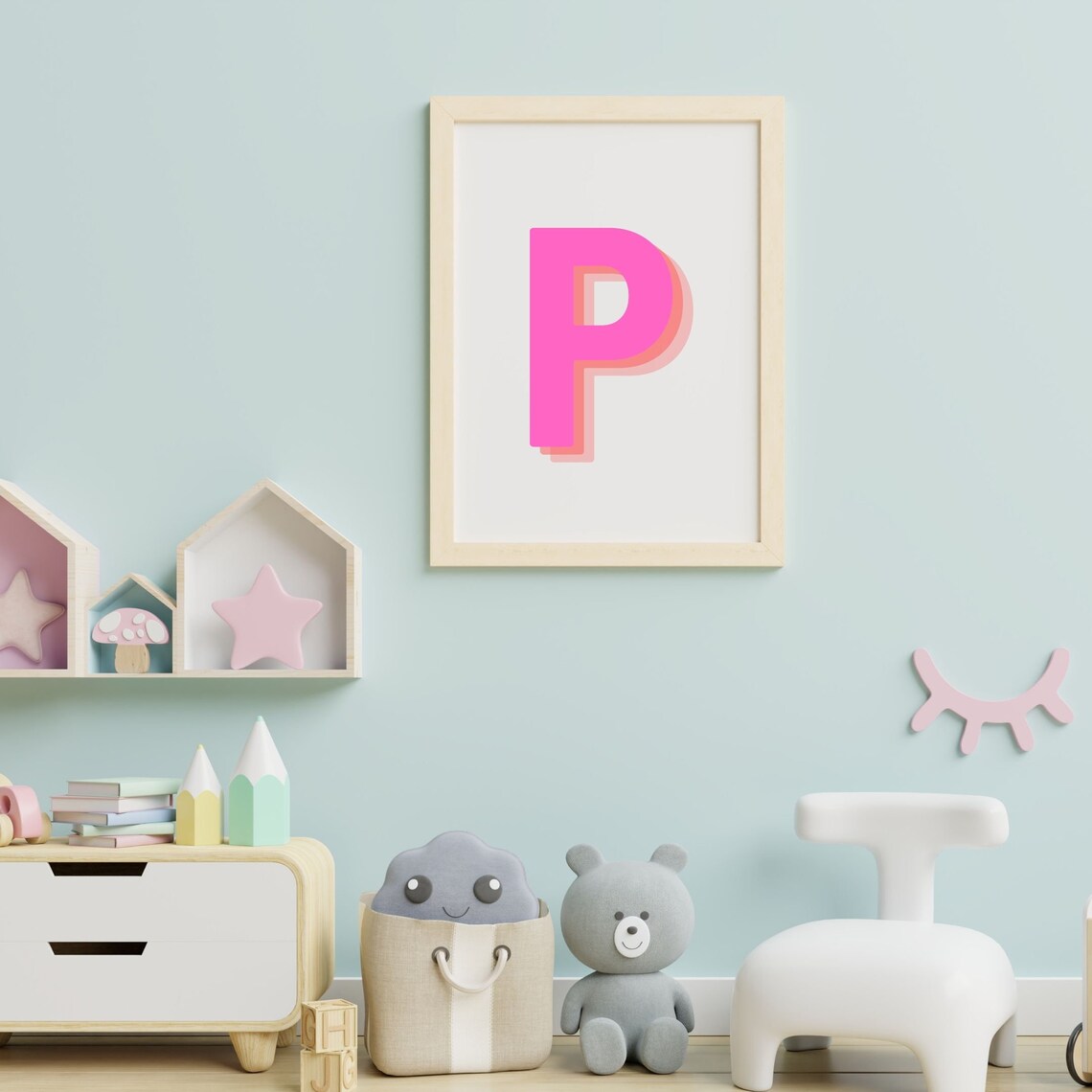 Retro 3D Letter P Monogram, Baby Letter Art - Image 5