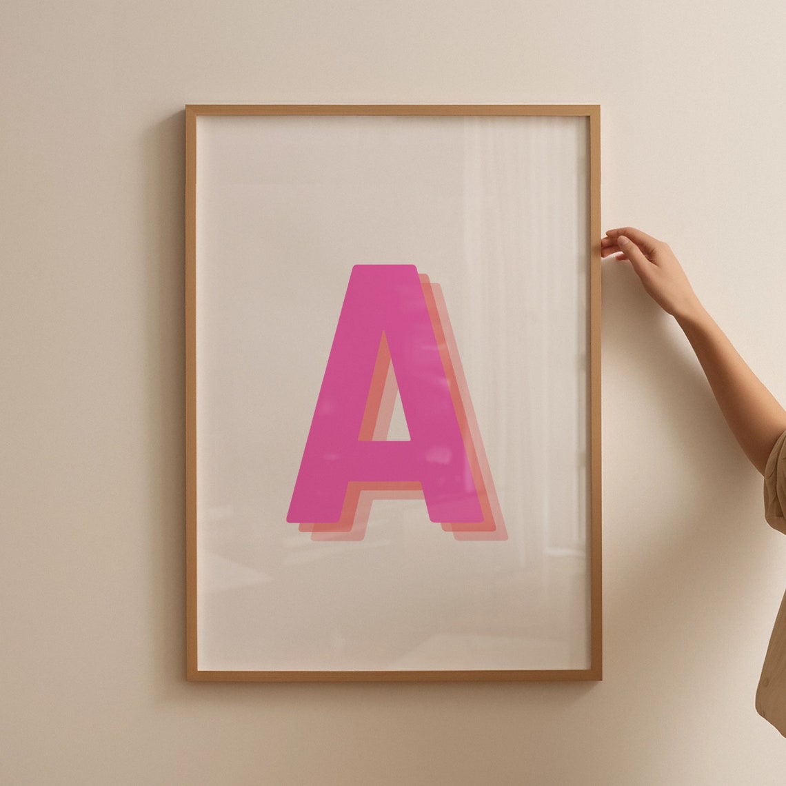 Personalised 3d Letter Print Gift For Friend Custom Alphabet Print Colourful Initials Print Personalised Initial Poster Pink Letters - Image 3