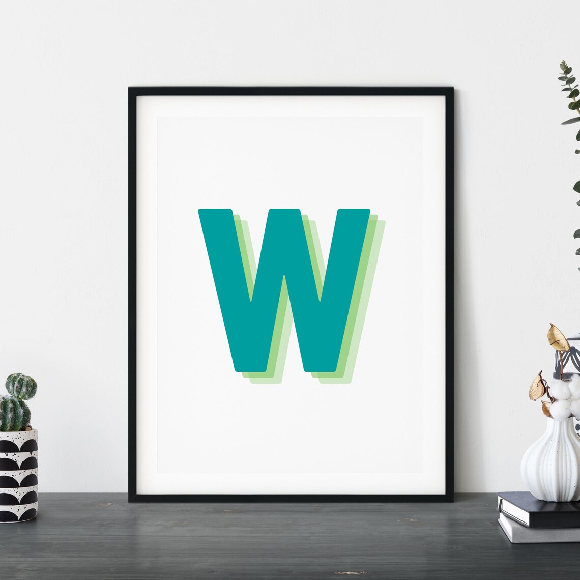 Retro 3D Letter W Monogram, Baby Letter Art - Image 5