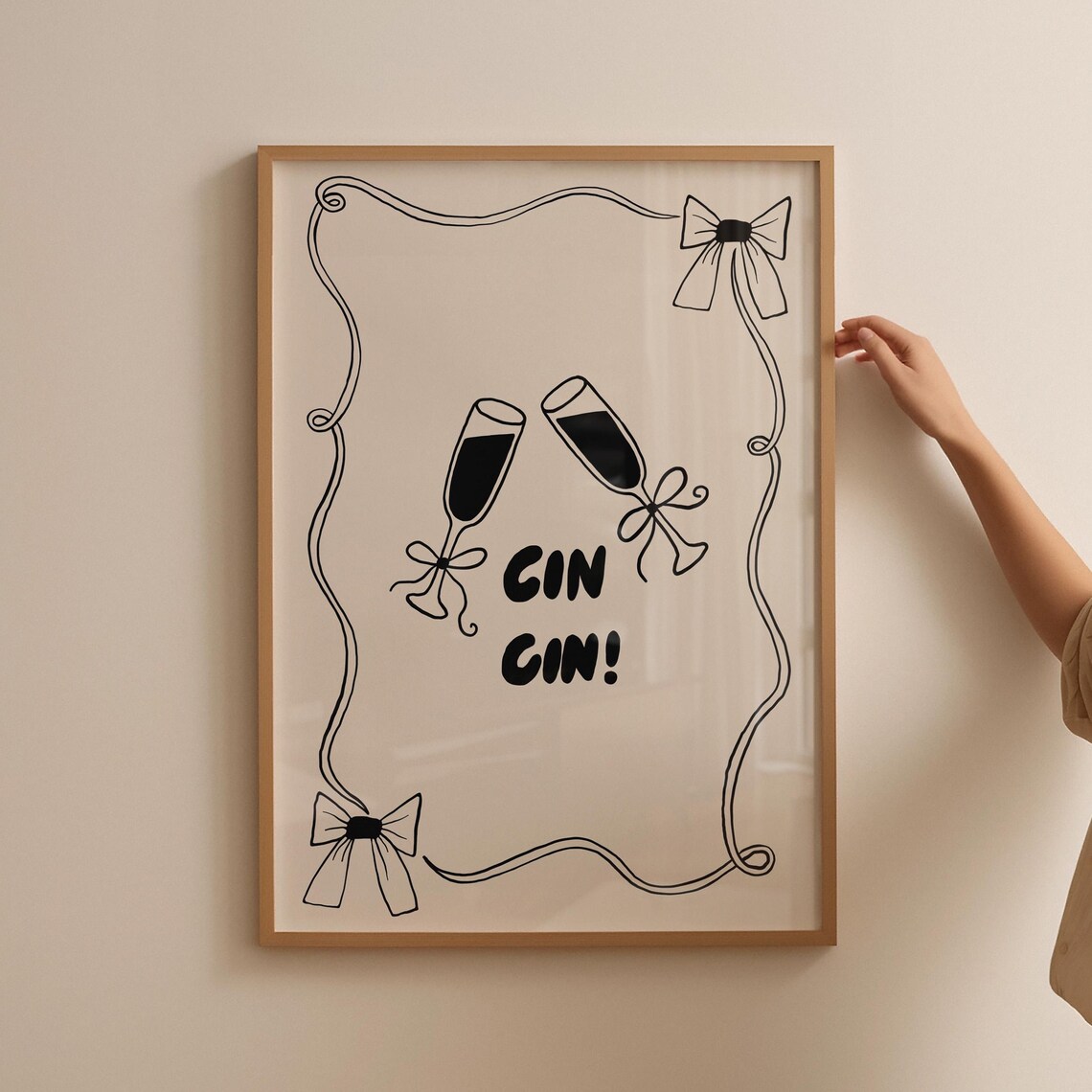 Cin Cin Wine Cheers Quote Poster, Kitchen Decor - Image 4