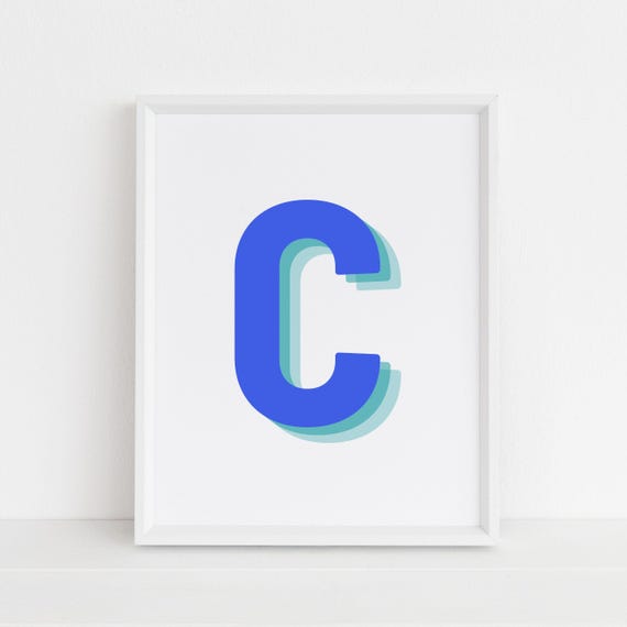 3d Alphabet C Wall Art Blue And Green Gradient Modern Print Trendy Letter Decor For Home And Office Letter Wall Art Initial C