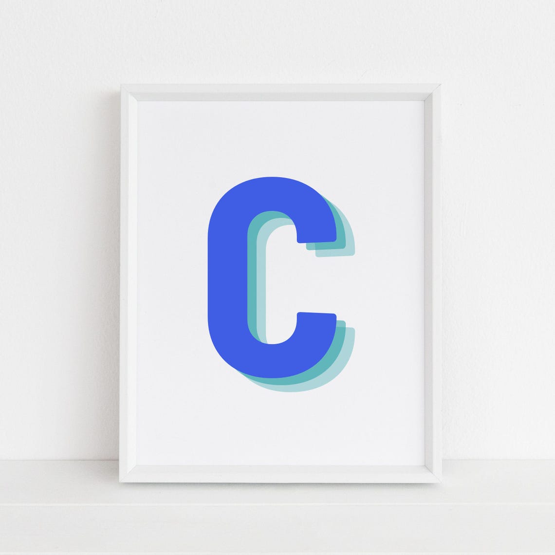 3d Alphabet C Wall Art Blue And Green Gradient Modern Print Trendy Letter Decor For Home And Office Letter Wall Art Initial C