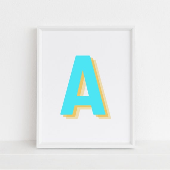 Retro 3D A Letter Monogram Alphabet Print