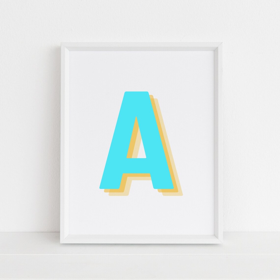 Retro 3D A Letter Monogram Alphabet Print