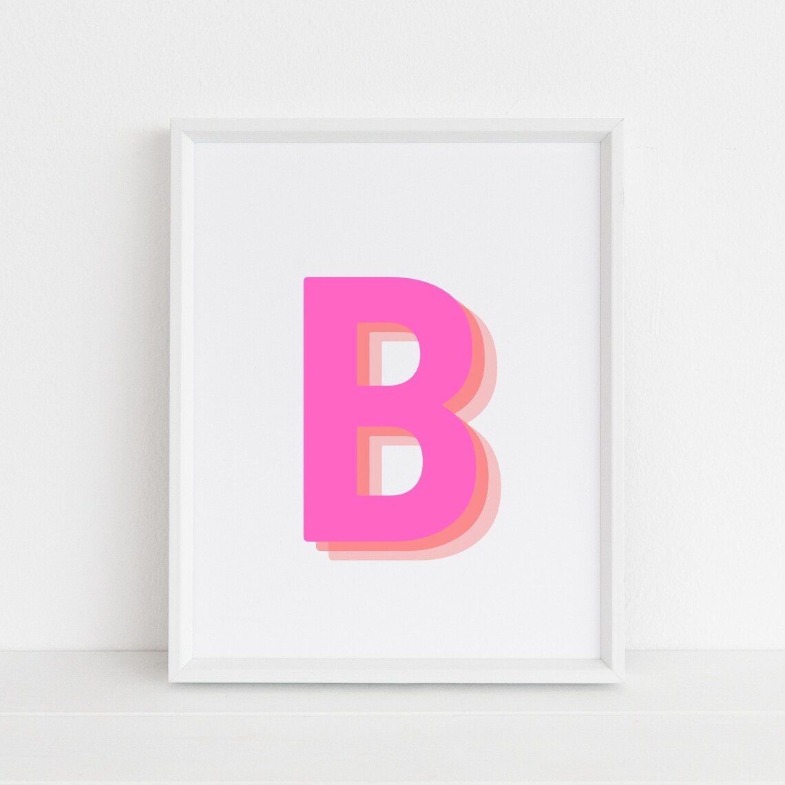 Retro 3D Letter B Art Print, Monogram Alphabet