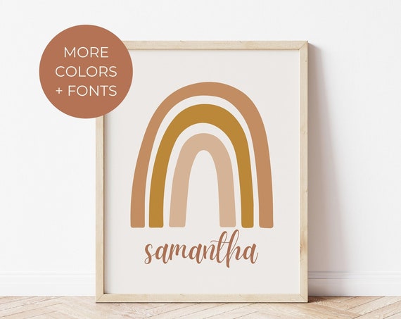 Personalized Nursery Rainbow Nursery Decor Neutral Rainbow Boho Nursery Decor Neutral Girl Nursery Decor Baby Name Print