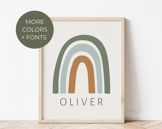 Personalized Rainbow Nursery Neutral Rainbow Print Neutral Boy Room Decor Boho Nursery Rainbow Baby Gift