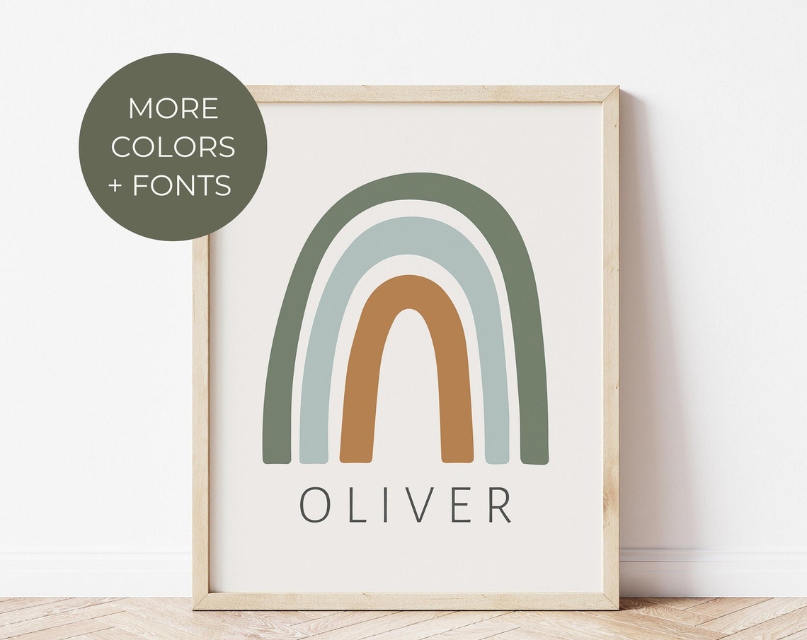 Personalized Rainbow Nursery Neutral Rainbow Print Neutral Boy Room Decor Boho Nursery Rainbow Baby Gift