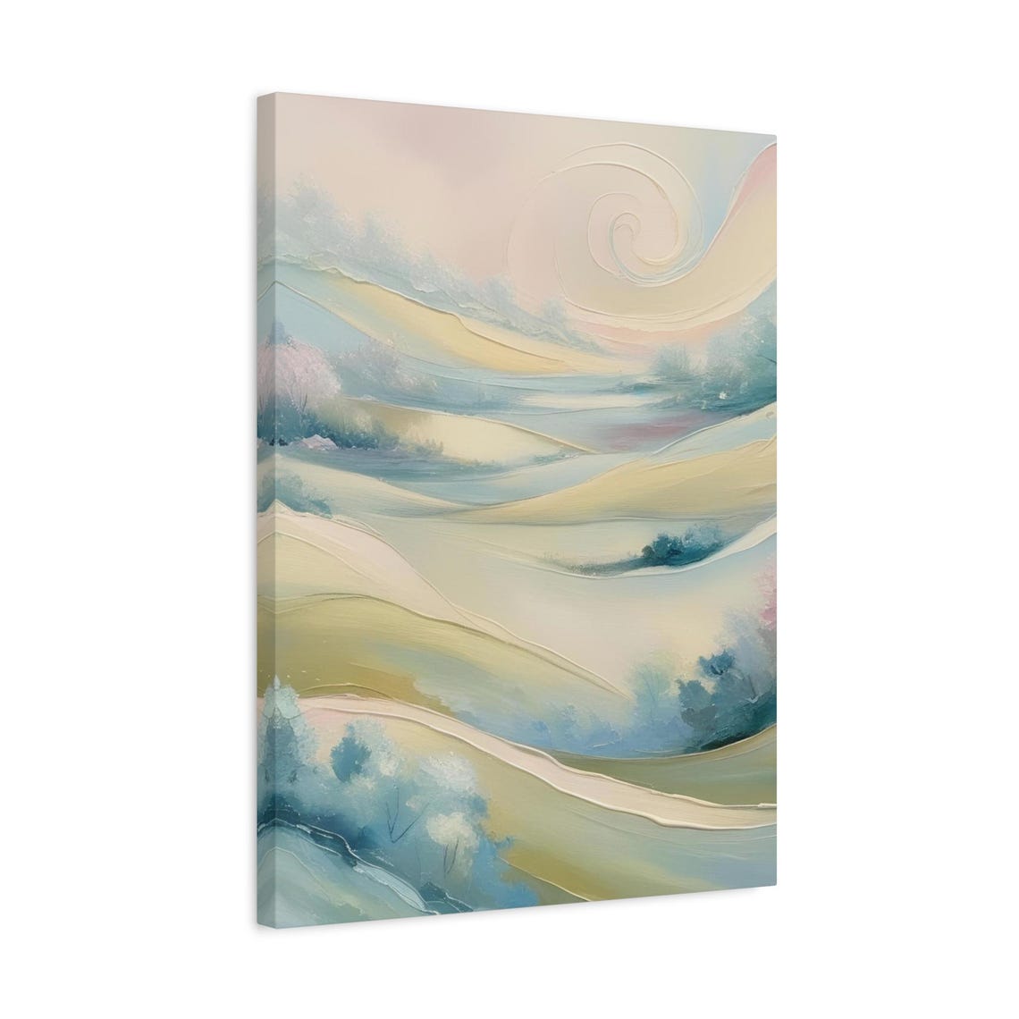 Soft Pastel Hillside Swirls Calm Abstract Landscape Matte Art Poster