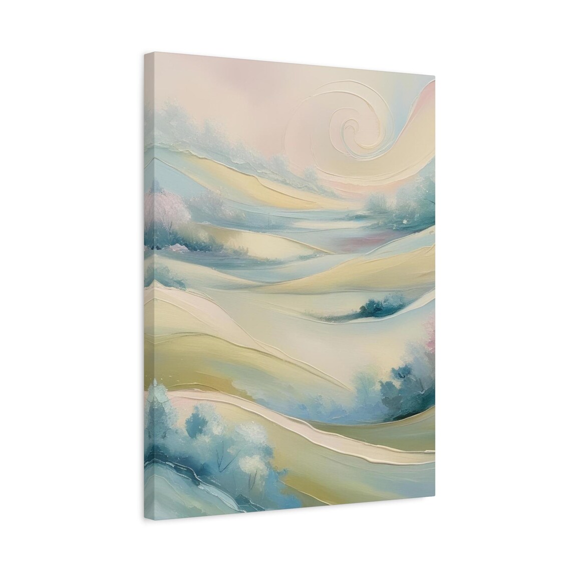 Soft Pastel Landscape Canvas Print Abstract Hillside Wall Artmodern Nature Painting On Matte Serene Minimalist Decorsoft Three