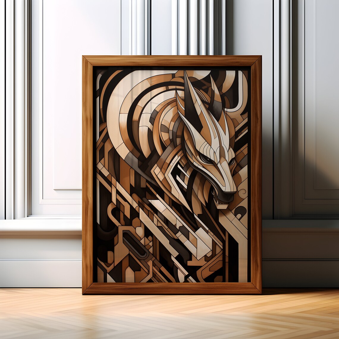 Dragon Minimalist Boho Art Print, Bedroom Decor