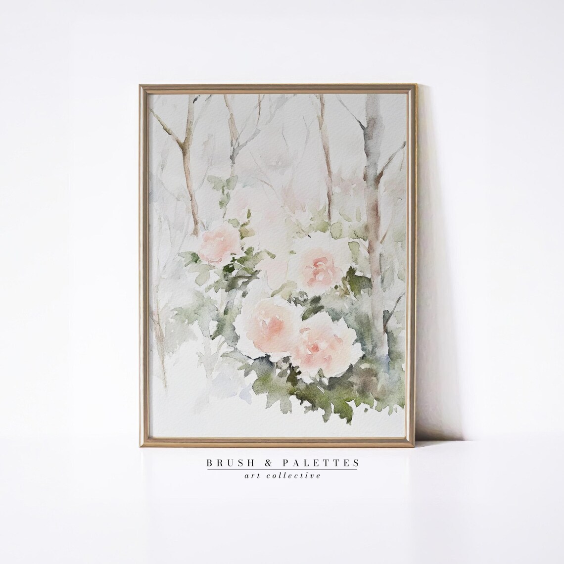 Blush Rose Watercolor Painting Soft Pink Floral Bloom Poster