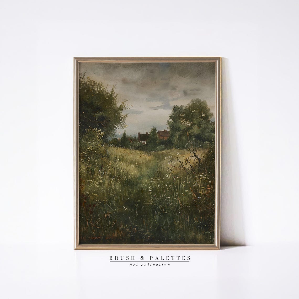Wildflower Meadow Path To Farmhouse Moody Country Landscape Art Poster