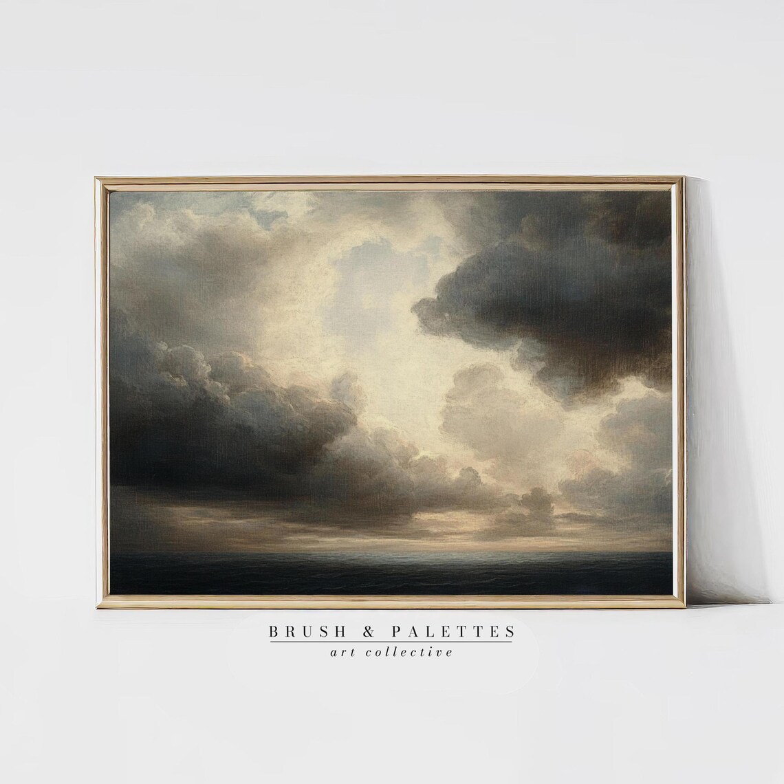 Stormy Ocean Seascape Painting Dark Clouds Moody Sea Wall Art